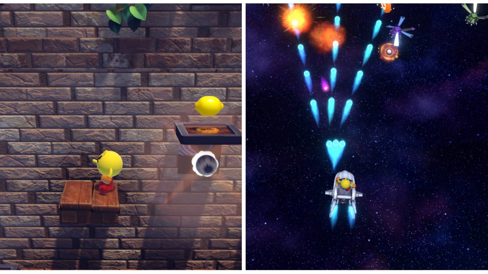 Pac-Man World Re-Pac split image gameplay