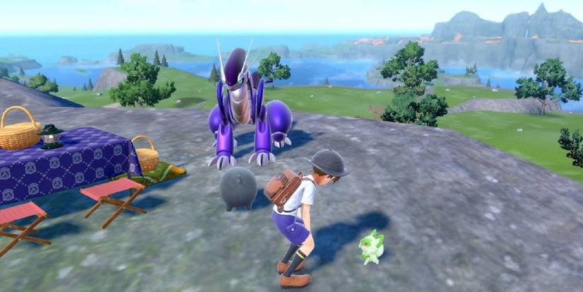 Pokemon Scarlet and Violet Picnic with Sprigatito, Lechonk, and Miraidon