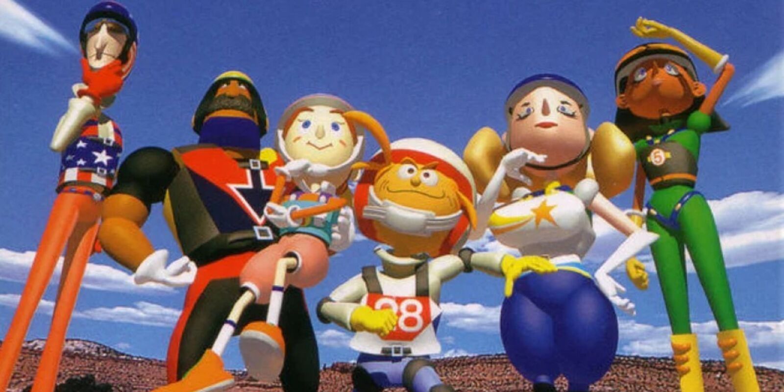 The cast of characters as seen on the Japanese cover art of Pilotwings 64