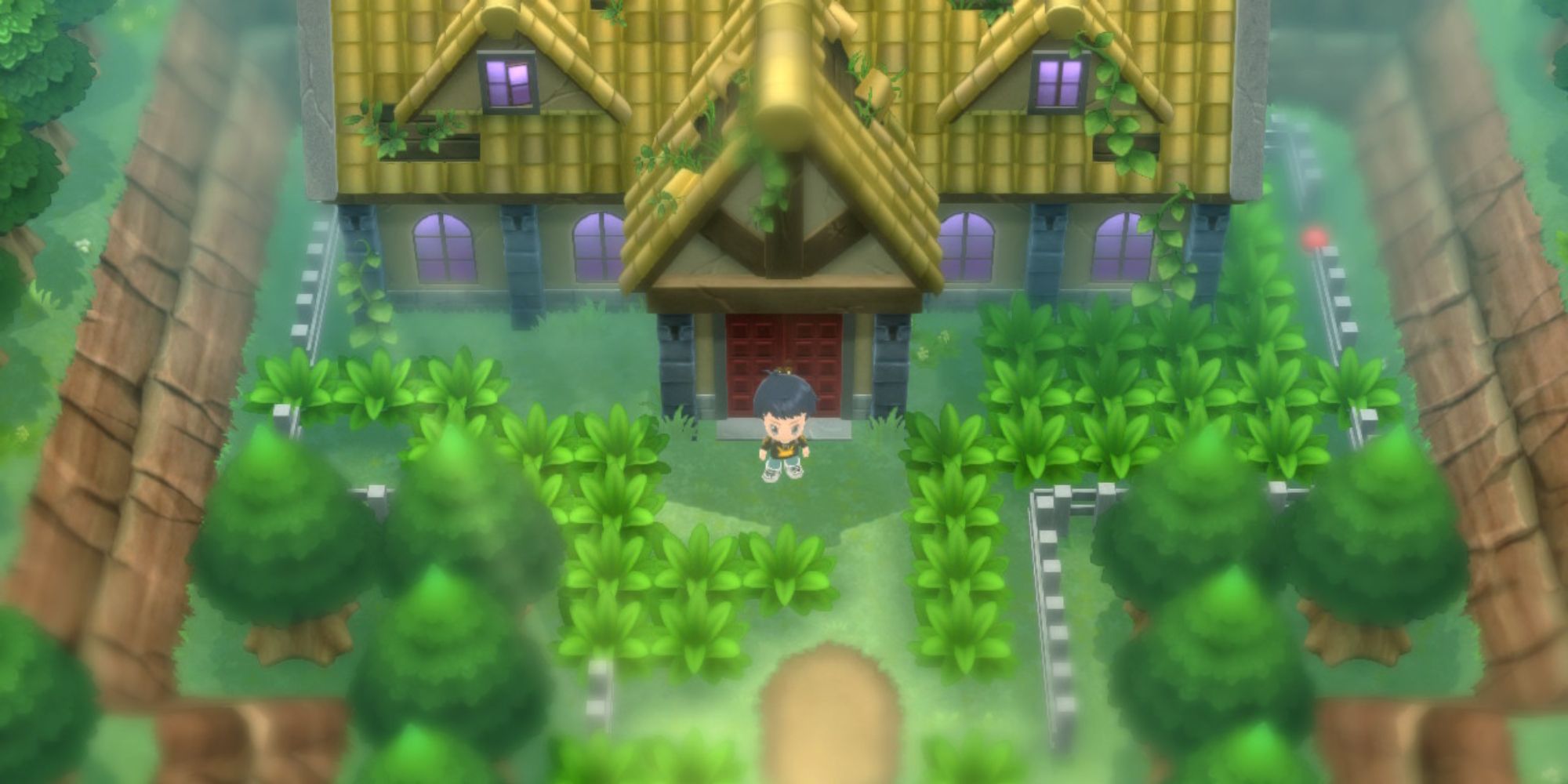 A trainer stands outside the Old Chateau in Pokemon Diamond