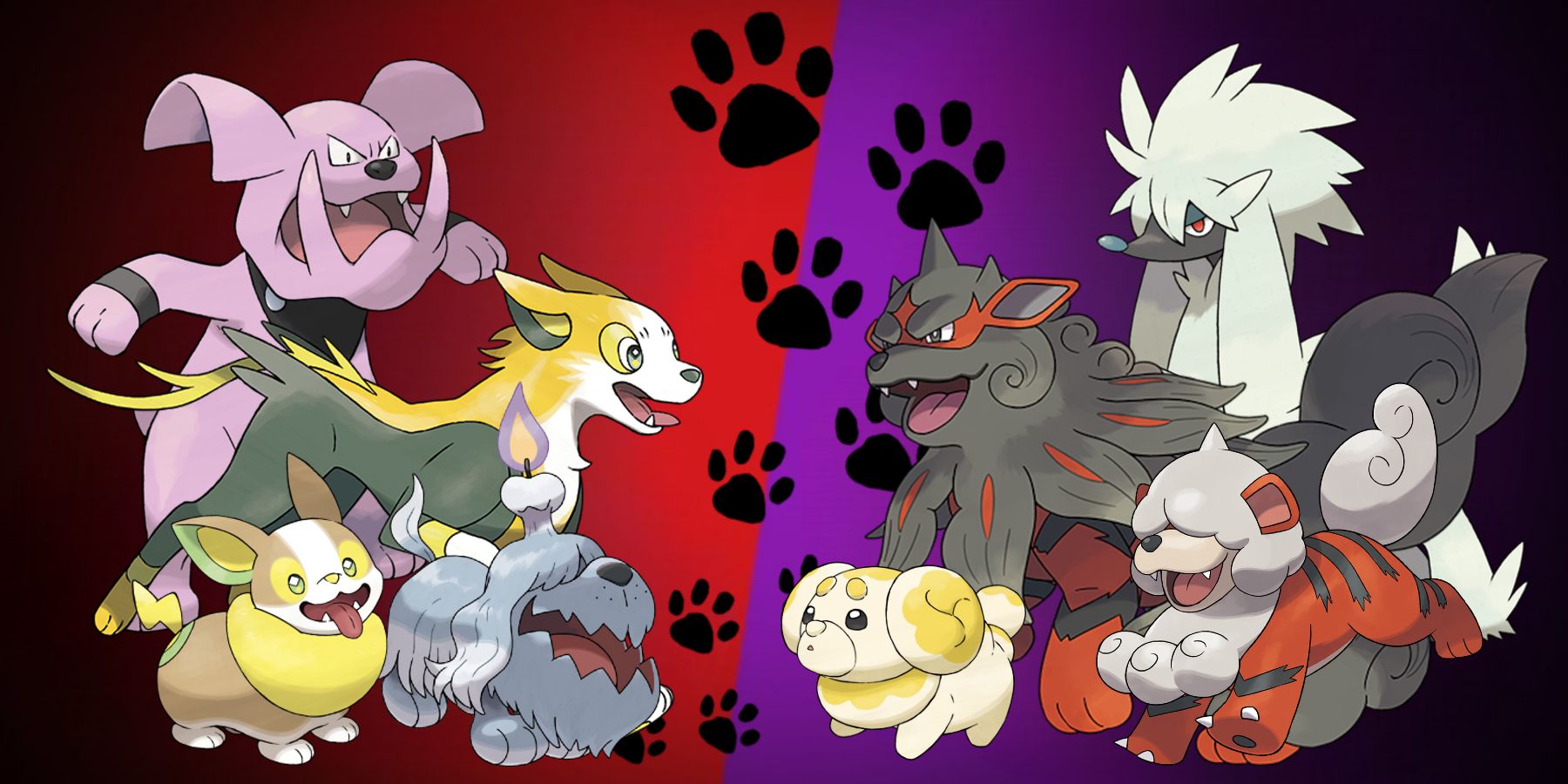 A selection of Pokemon based on or inspired by various dog breeds, including Fidough and Greavard new to Pokemon Scarlet and Violet.