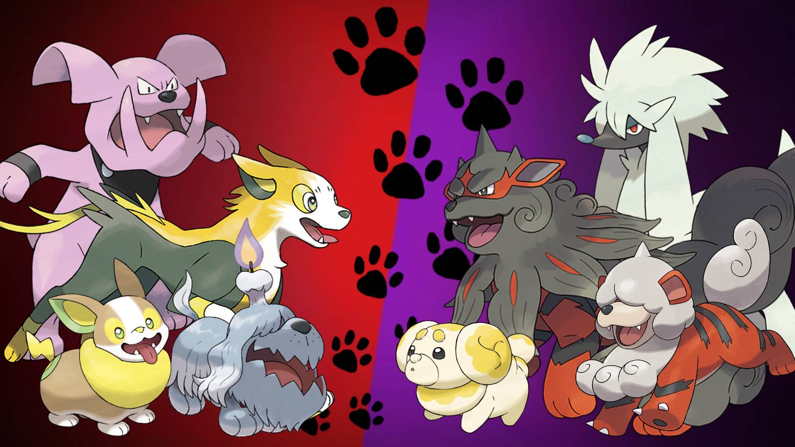 A selection of Pokemon based on or inspired by various dog breeds, including Fidough and Greavard new to Pokemon Scarlet and Violet.