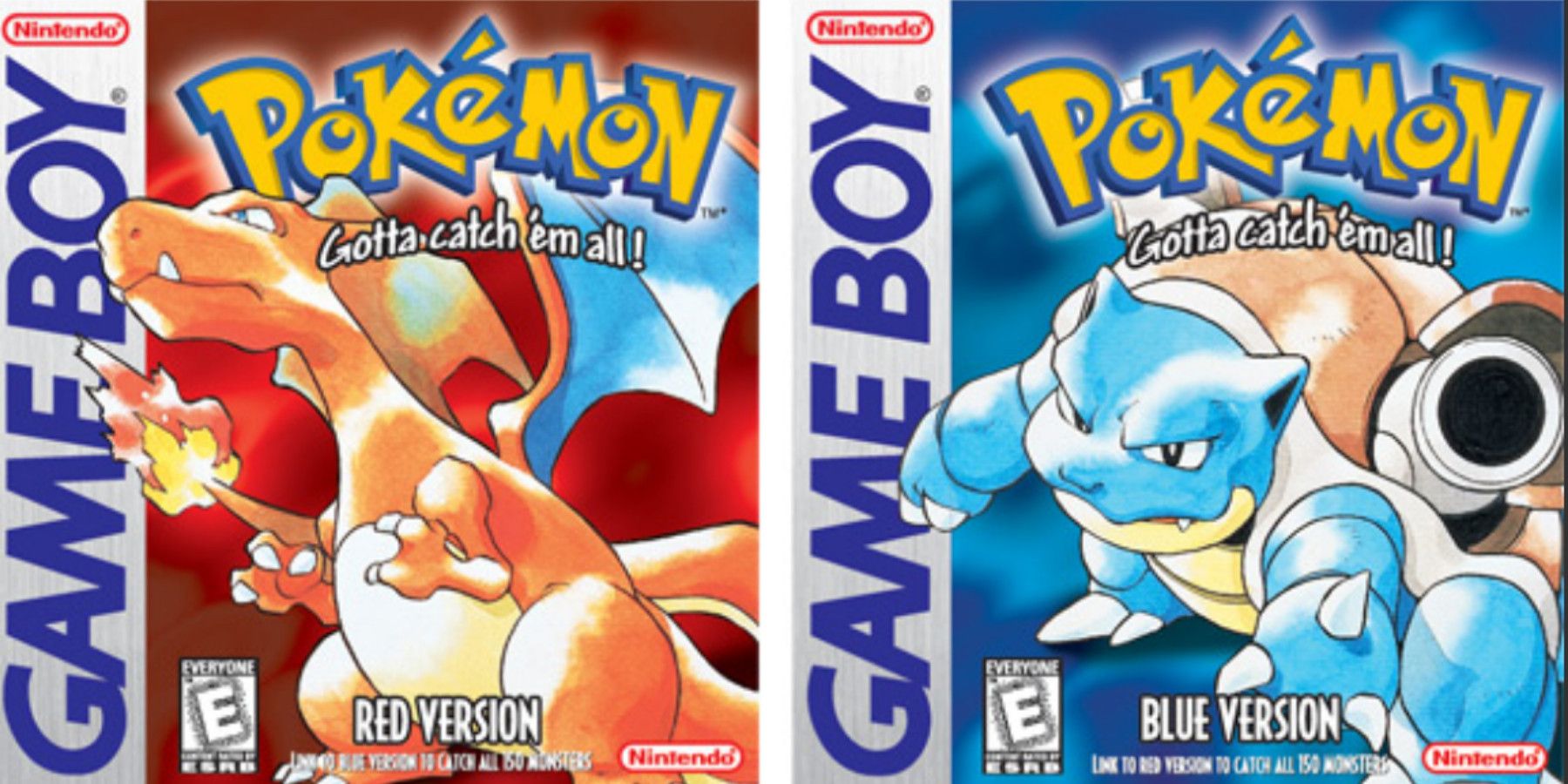 Pokemon Red (left) and Pokemon Blue (right) GameBoy covers