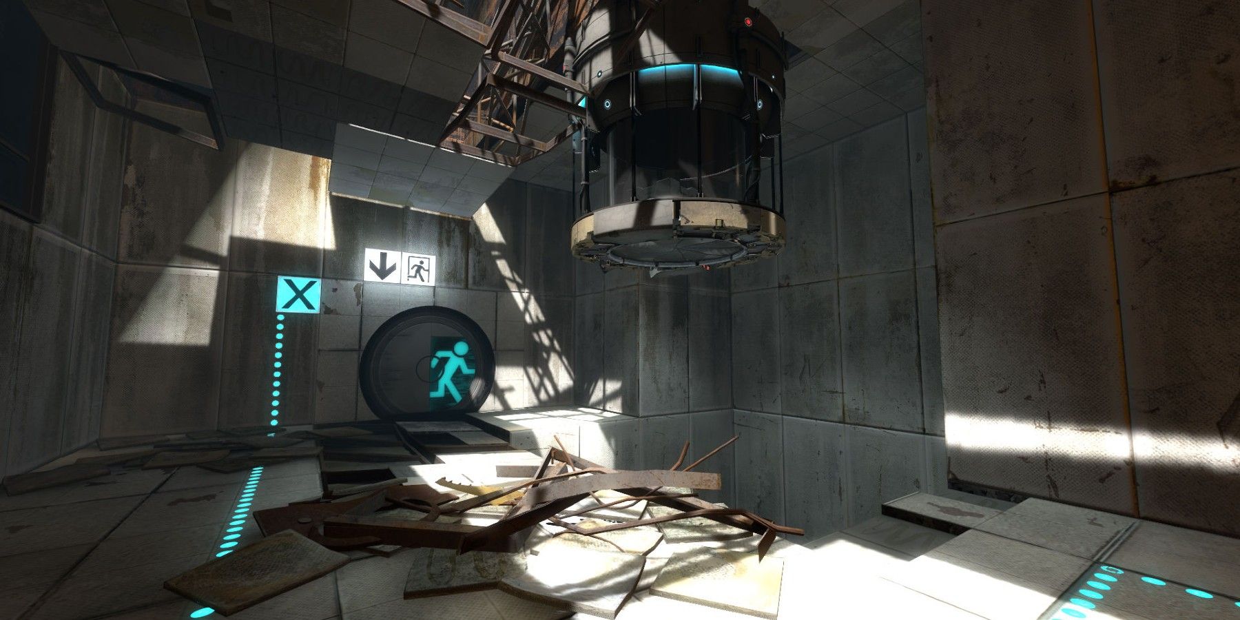 An exit door in Portal 2 