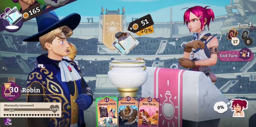 Sylvia facing one of the major boss fights in Potionomics