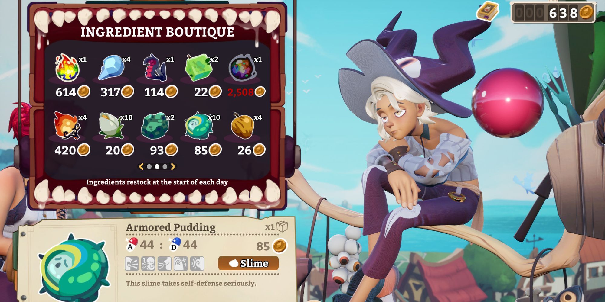 Quinn's item shop interface in Potionomics