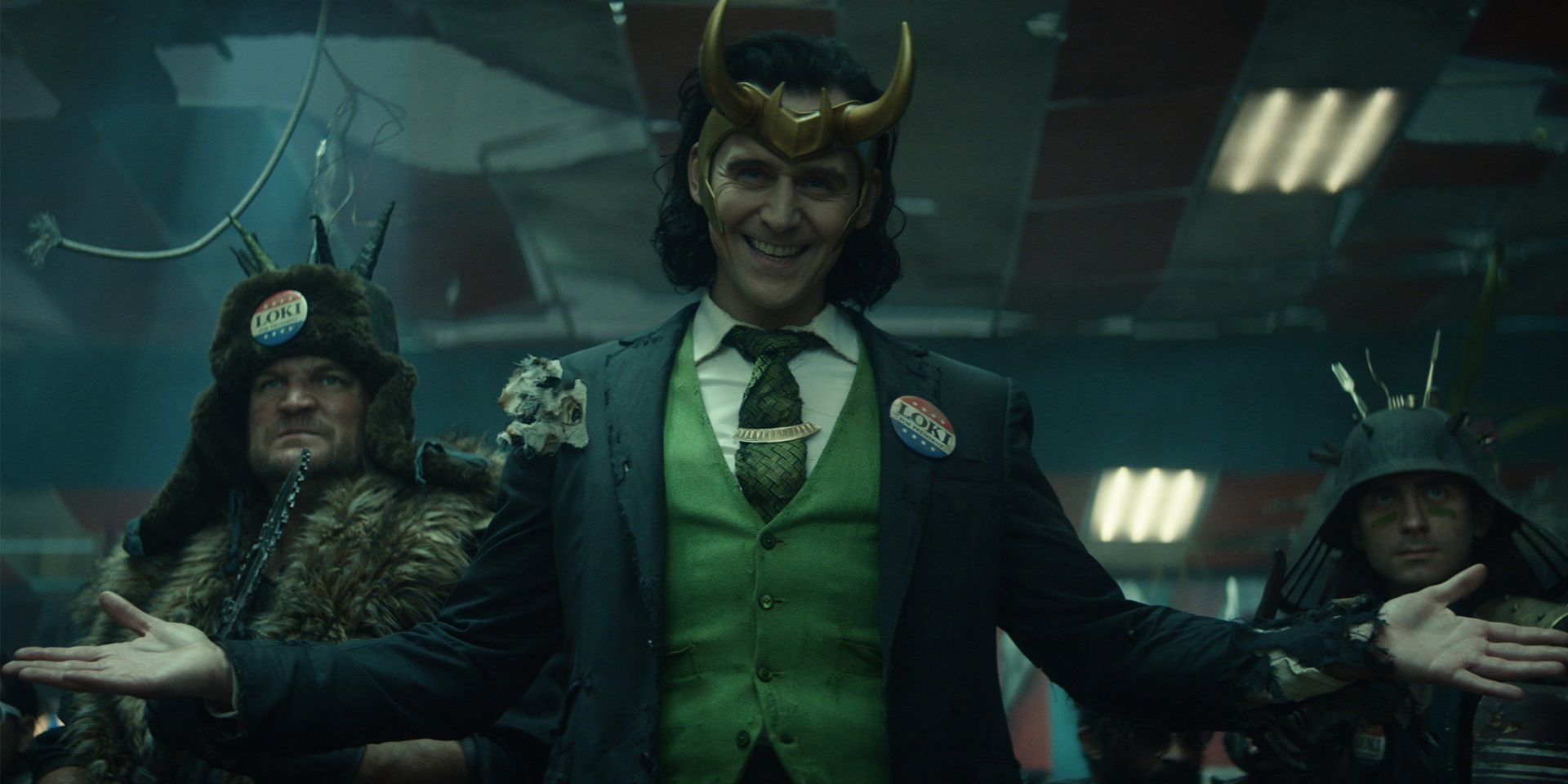 President Loki with his henchmen in Loki episode 5