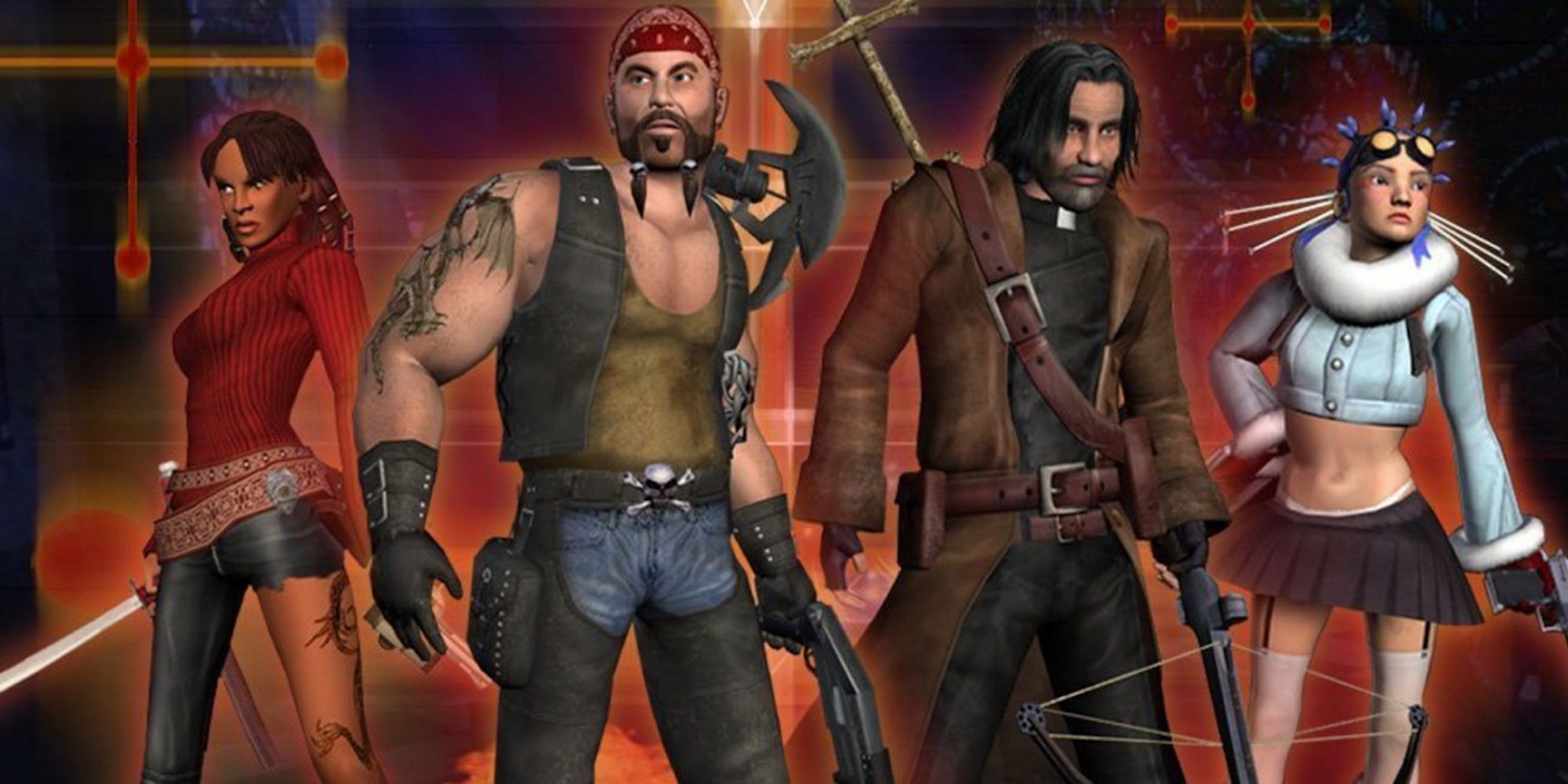 Promo art featuring characters in Hunter The Reckoning