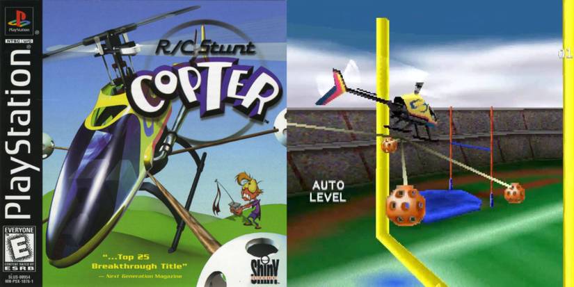 Left - Box Art, Right - Screen Shot Flying over a football field