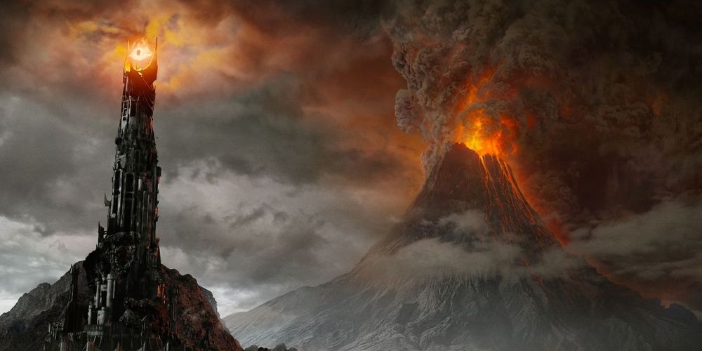 the eye of sauron and mount doom in mordor