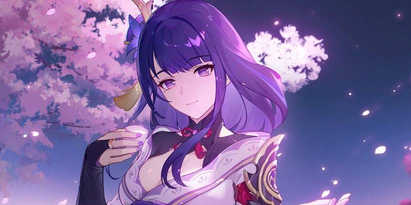 Raiden Shogun smiling in Genshin Impact