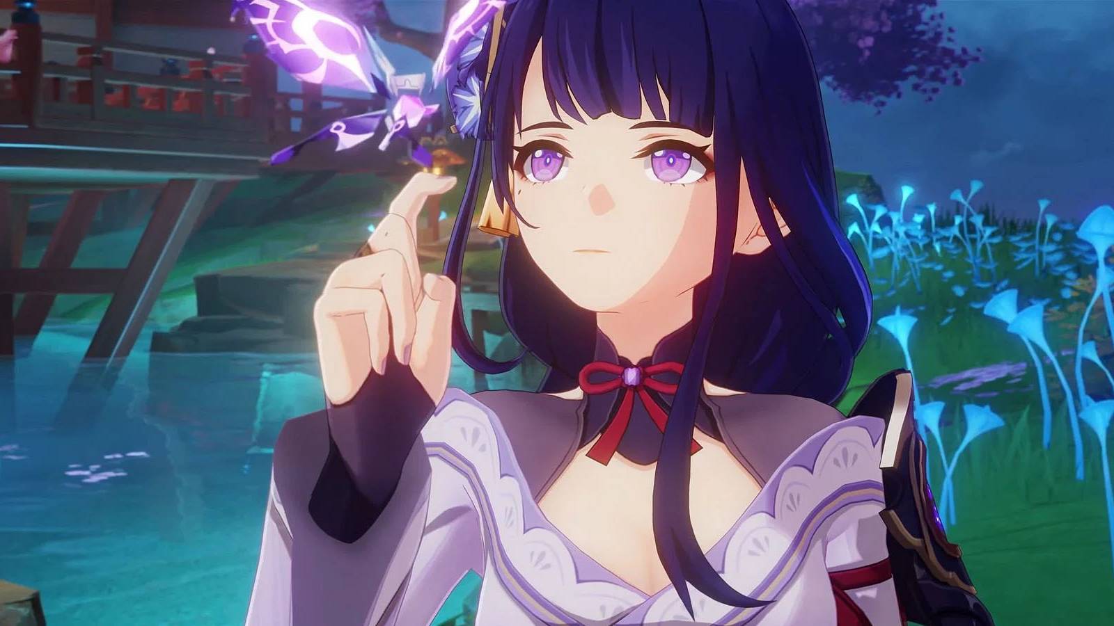 Raiden Shogun with a butterfly