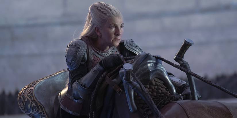 Rhaenys rides her dragon in House of the Dragon