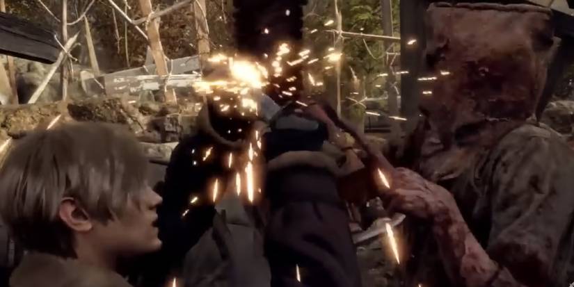 Leon deflecting chainsaw