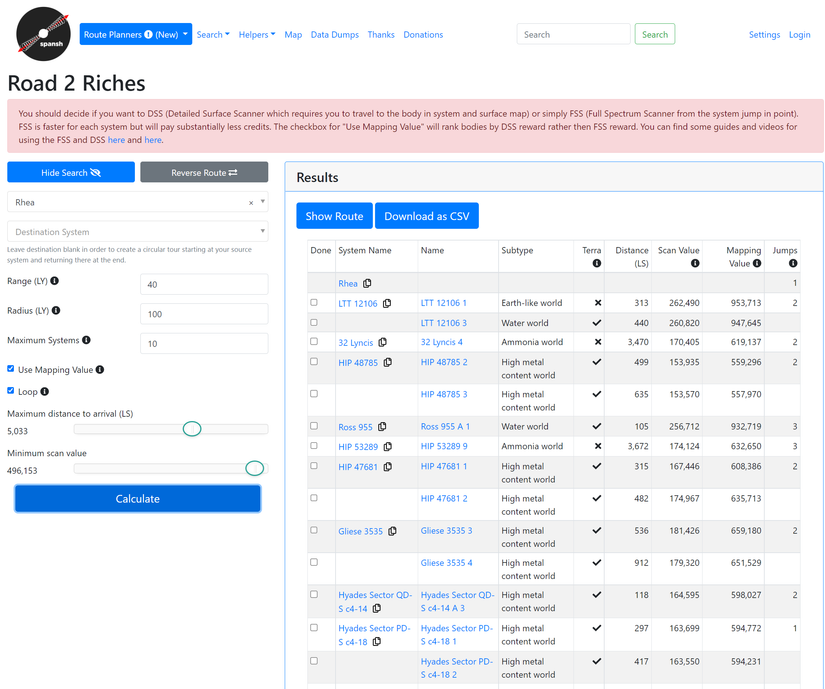 A Route planned with Road to Riches.