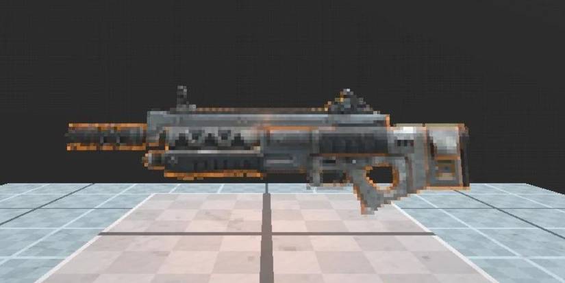 The Shotgun from Prodeus on a stand