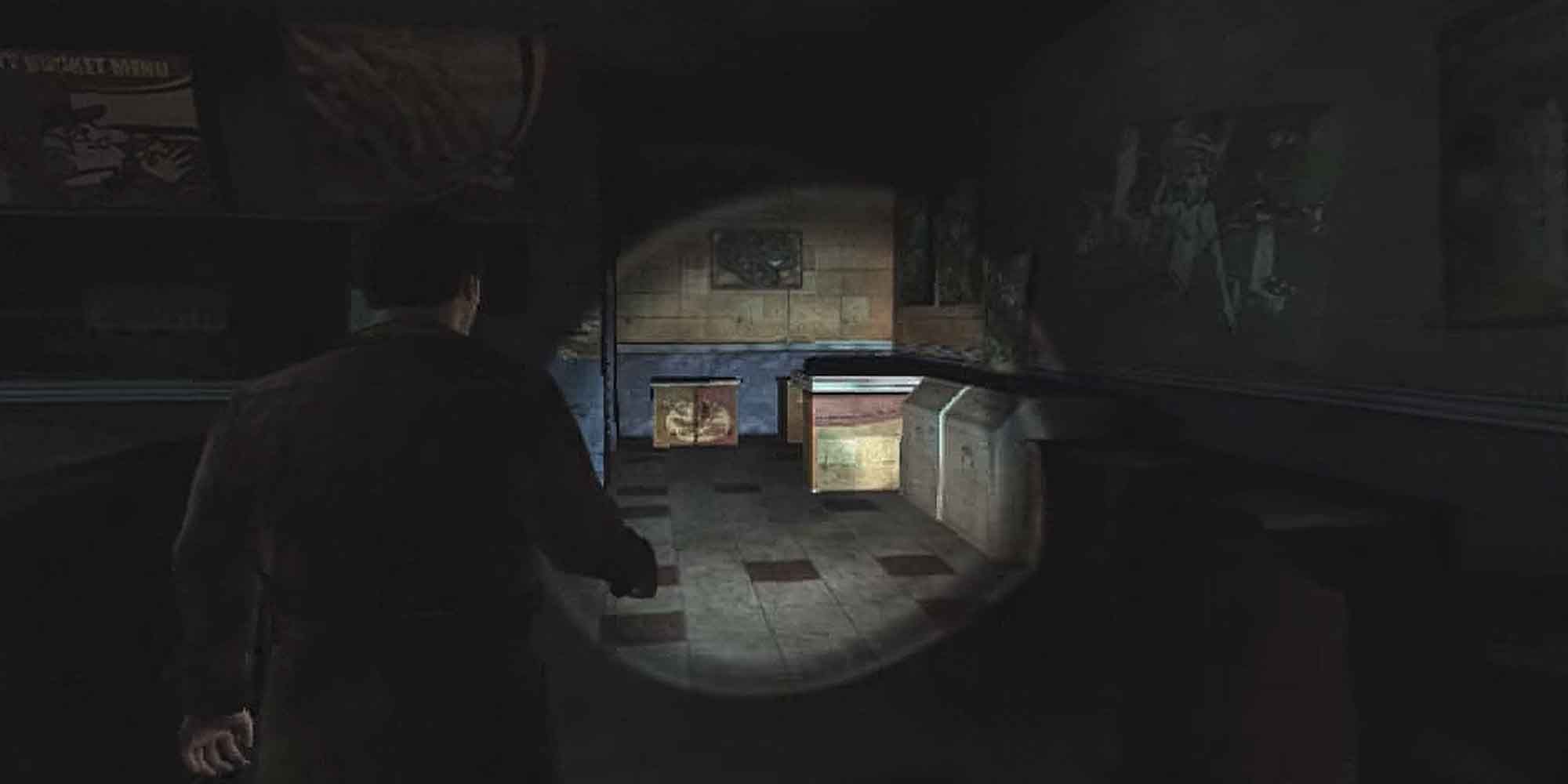 Searching a dark restaurant in Silent Hill Shattered Memories