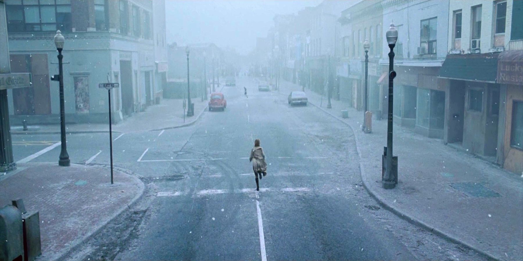 Silent Hill still from the movie, with its location based on Centralia, PA.