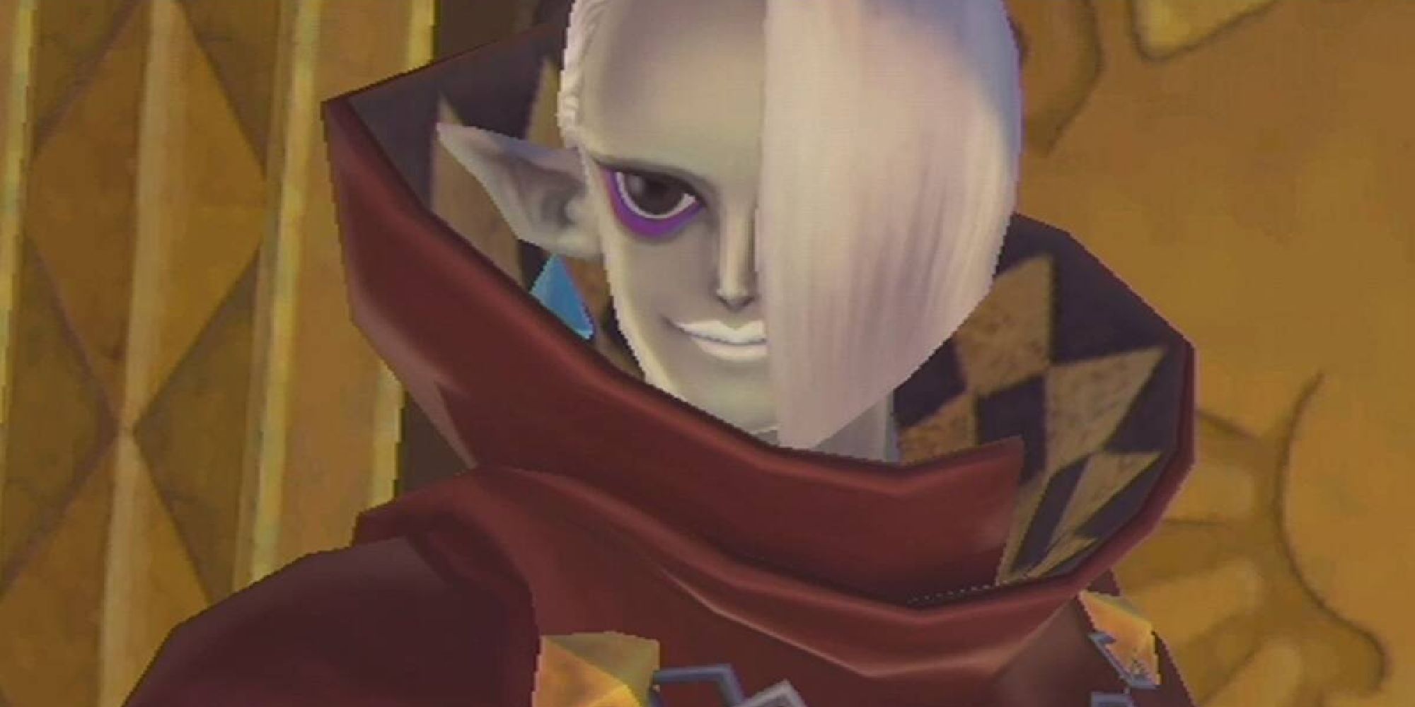 A close up of Ghirahim in a cutscene in Skyward Sword HD