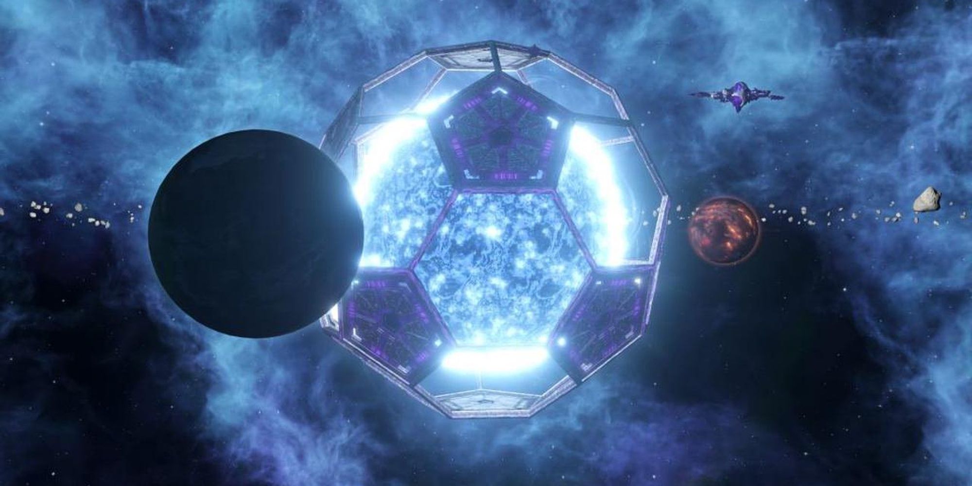 A dyson sphere around a star in Stellaris: Utopia