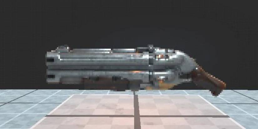 The Super Shotgun in Prodeus on a stand