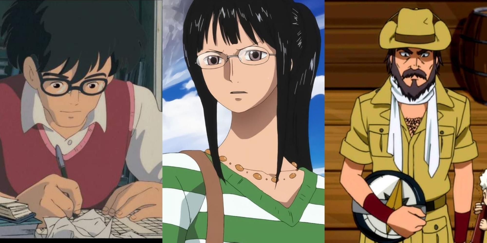 Tatsuo Kusakabe in My Neighbor Totoro, Nico Robin in One Piece, Jean-Luc Neville in Fairy Tail