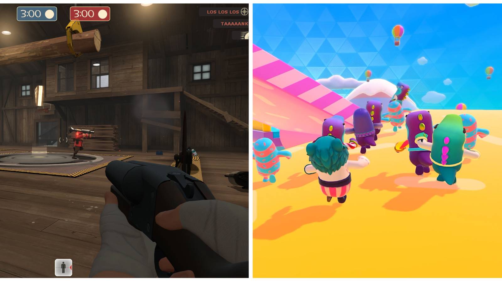 Team fortress 2 and Fall guys ultimate knockout