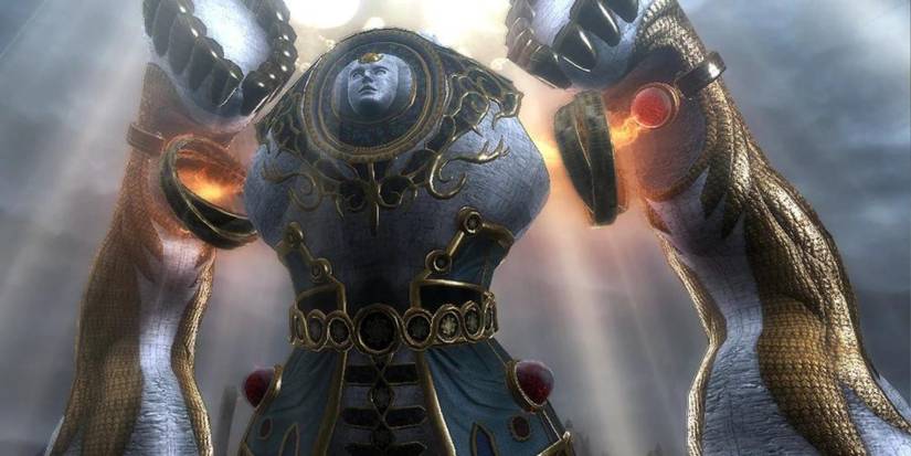 A close up of the angel Temperantia in Bayonetta