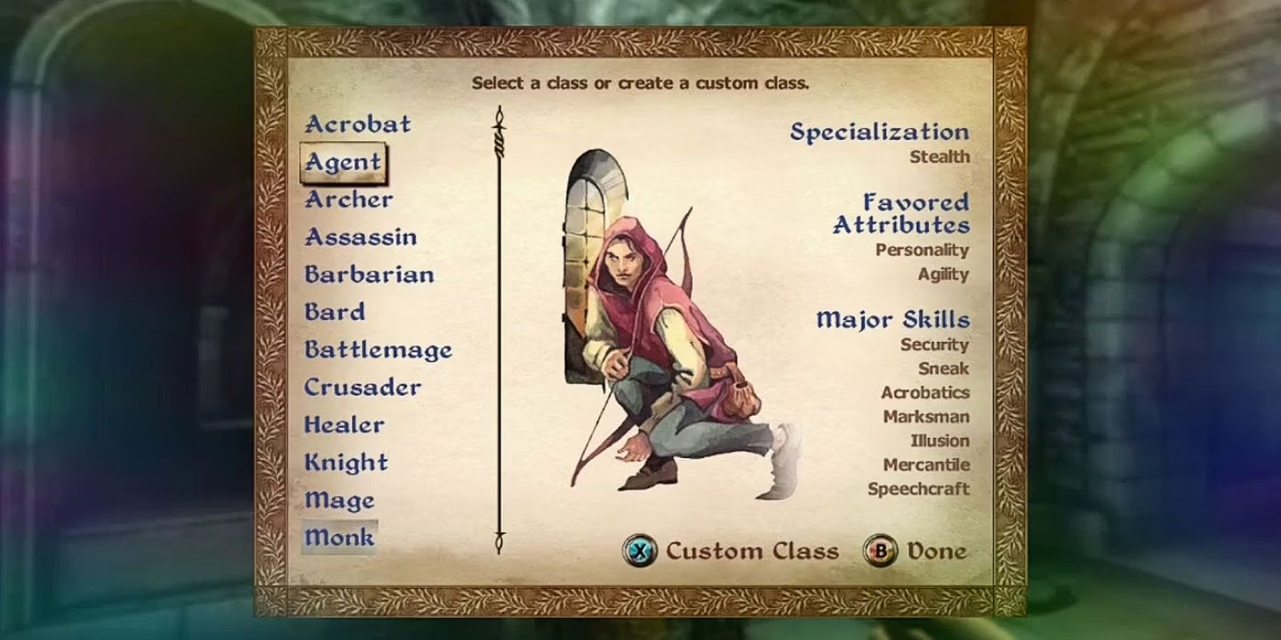 The Elder Scrolls 4 oblivion class system screen character creation agent