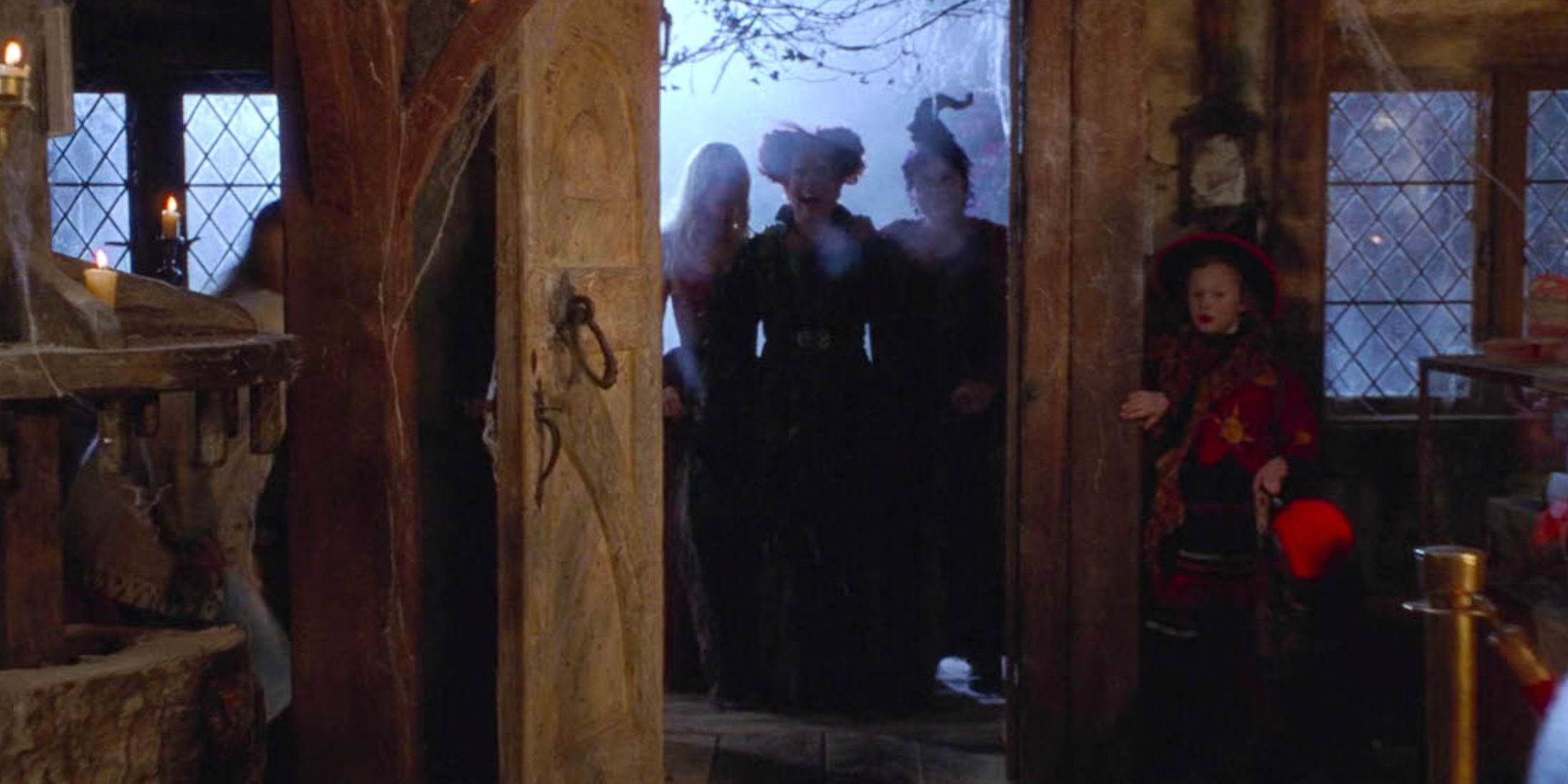 The Sanderson sisters enter their home in 1993 Hocus Pocus