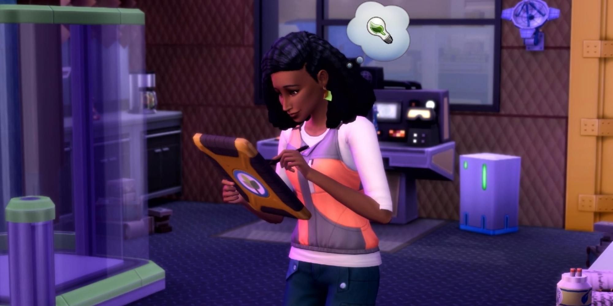 girl reading in The Sims