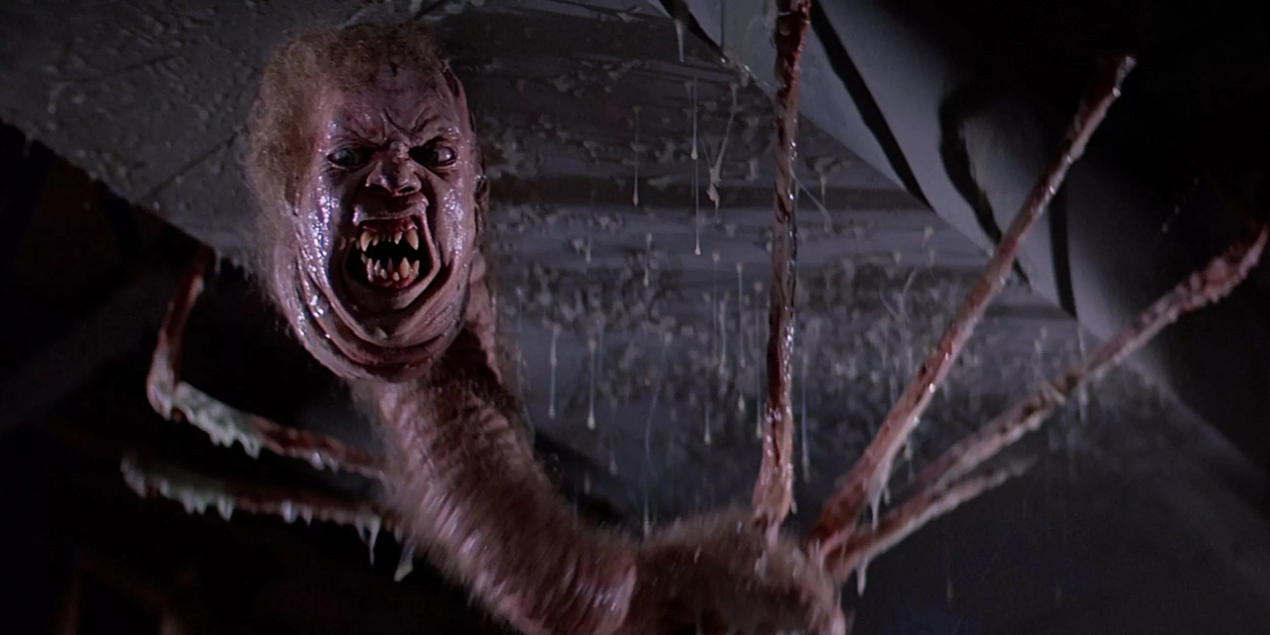 The alien latches to the ceiling in The Thing