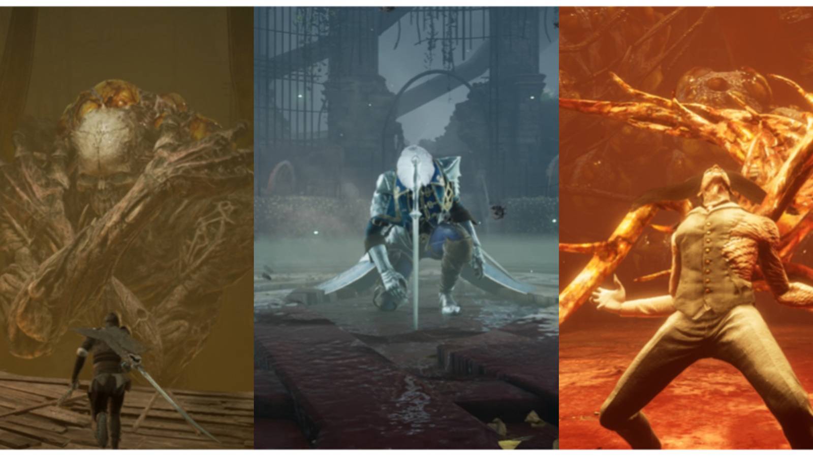 Split image of the God of the Fools, Urd, and Mutated Odur in Thymesia