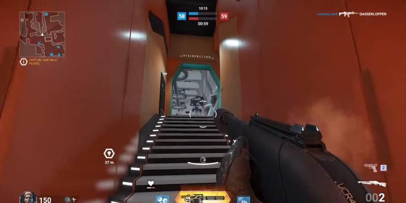 Heading toward the stairs in Shatterline