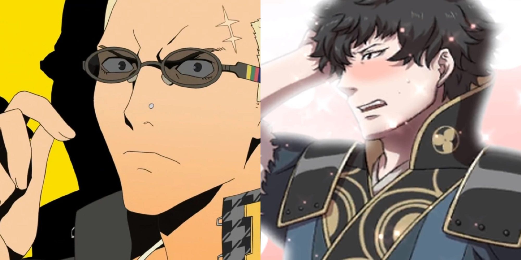 Split image of Kanji Tatsumi in Persona 4's opening and Lon'qu's confessional still in Fire Emblem Awakening