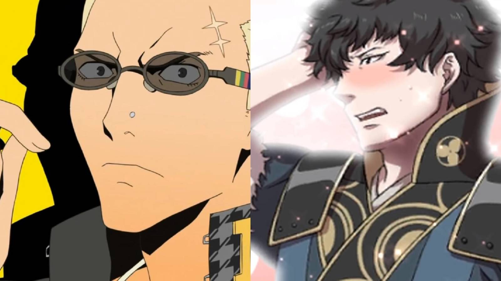 Split image of Kanji Tatsumi in Persona 4's opening and Lon'qu's confessional still in Fire Emblem Awakening