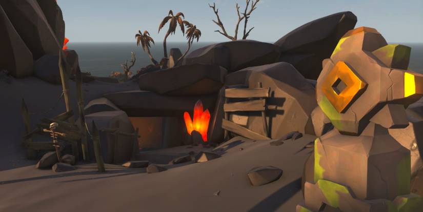 Sun Totem Key And Entrance Leading to Stitcher Jim's Secret Hideout In The Herald Of The Flame Adventure In Sea Of Thieves