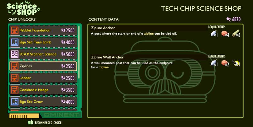 Zipline Anchor And Zipline Wall Recipes In BURG.L Science Shop In Grounded