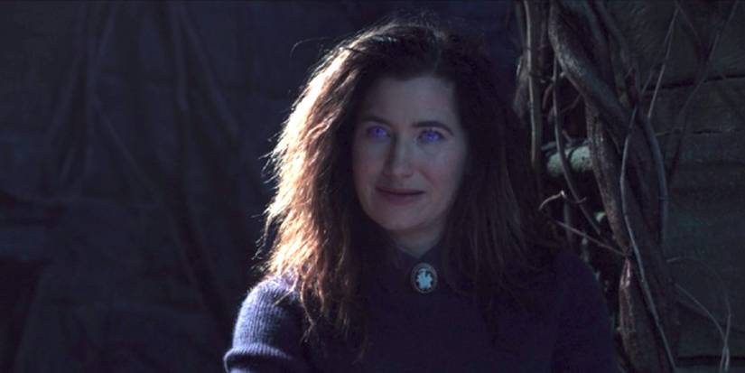 Agatha using her purple magic in WandaVision