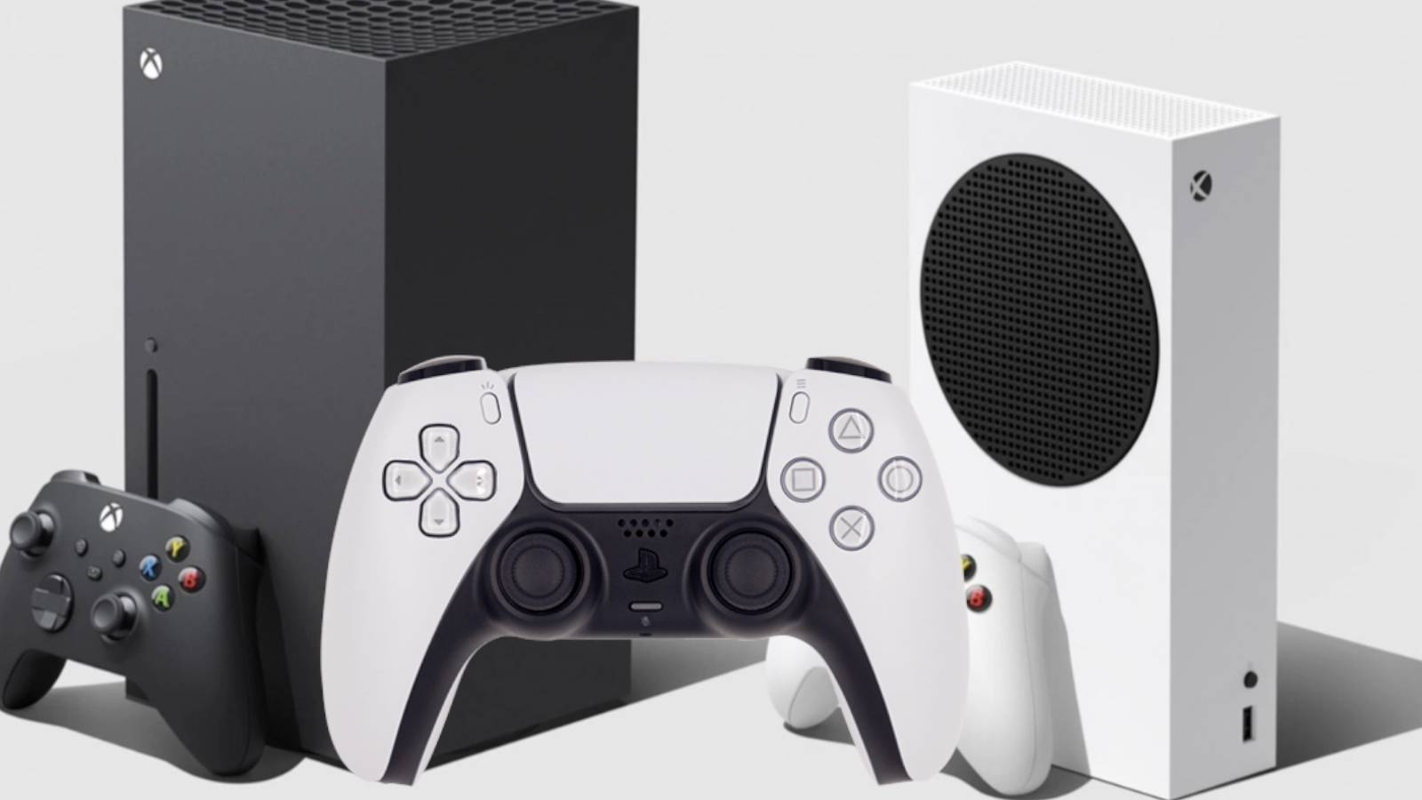 White PS5 DualSense Over Xbox Consoles