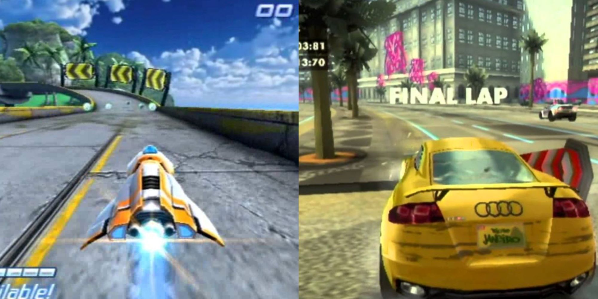 Слева — Лига быстрых гонок, справа — Need for Speed: Nitro