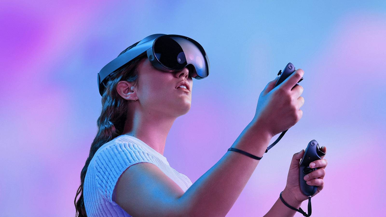 Woman using Meta Quest Pro