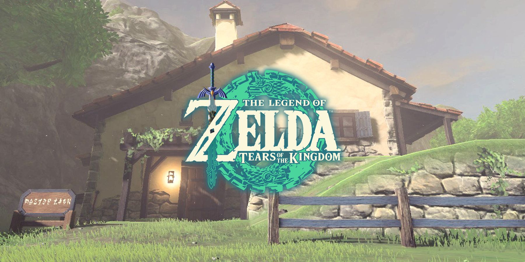 Link's House from Breath of the Wild with Tears of the Kingdom's logo overlaid.