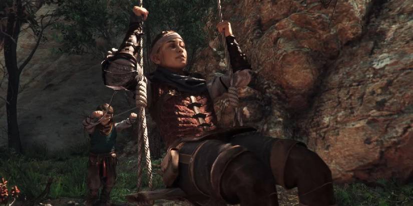 a plague tale amica on a swing