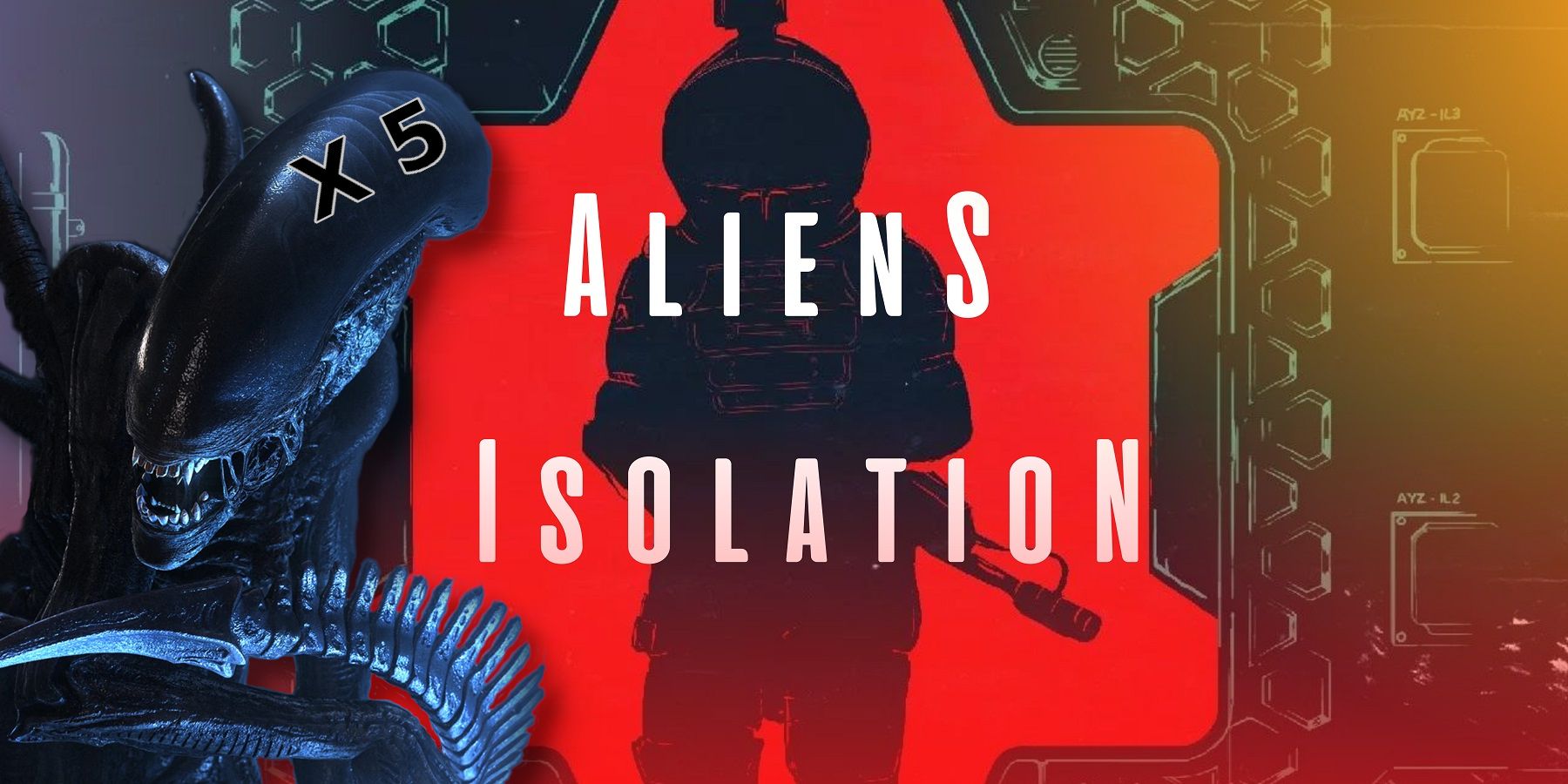 Изображение из мода Alien Isolation, показывающее человека в скафандре на красном фоне.