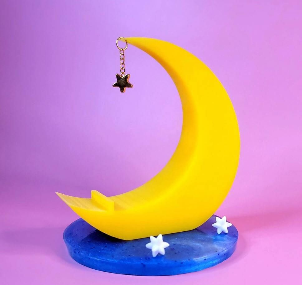 animal crossing new horizons crescent moon chair mobile phone stand