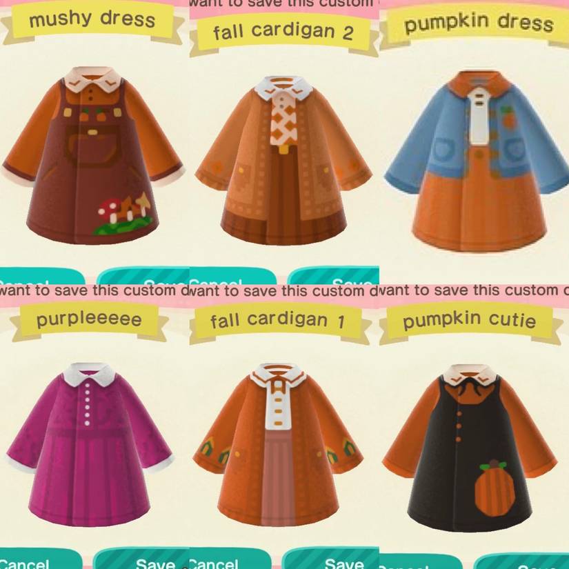 animal crossing new horizons fall clothing custom design dresses