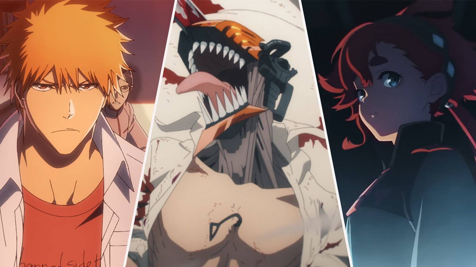 anime fall 2022 featured image bleach, chainsaw man, gundam