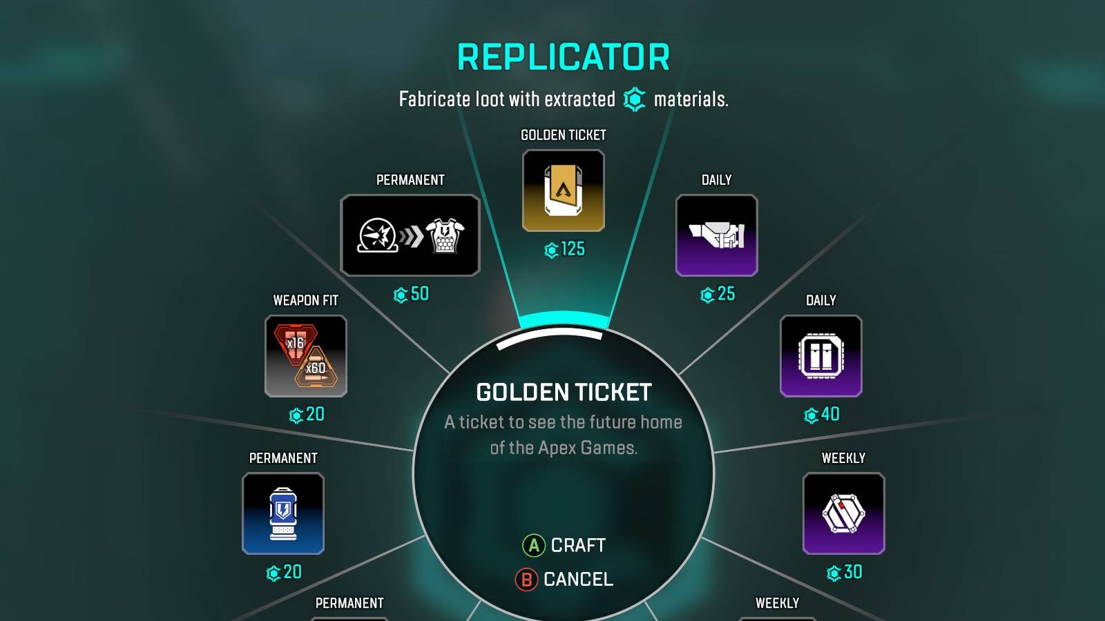 apex legends golden ticket crafting