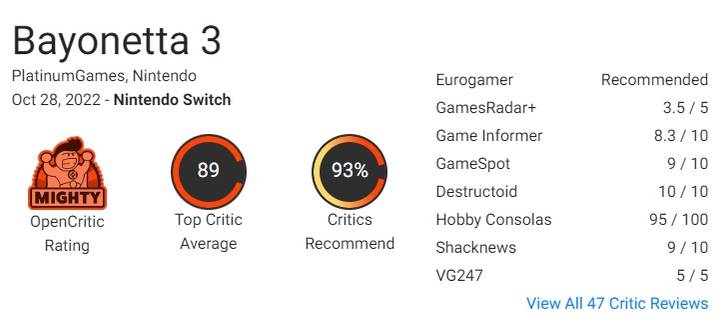 bayonetta 3 review scores